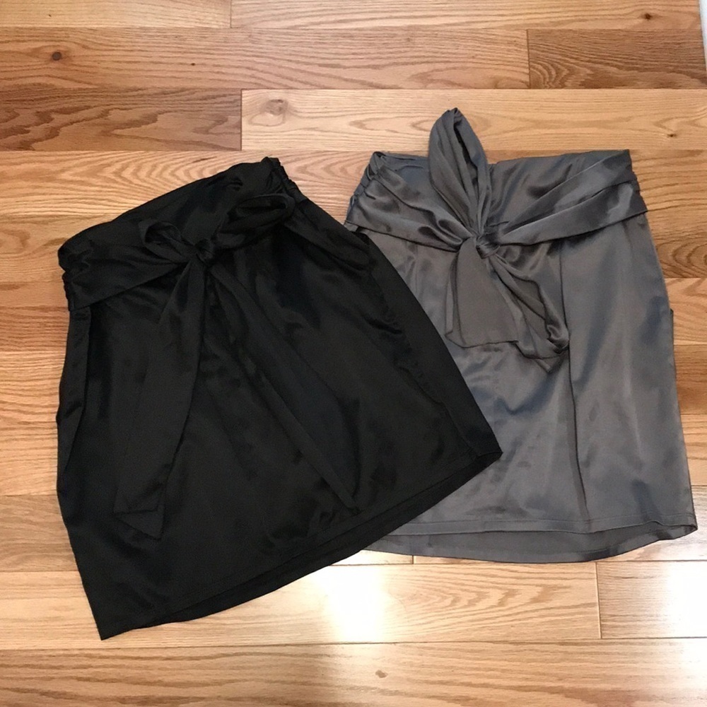 Black and Grey Silky High Waist Skirts Bundle Grey Size Large, Black Size Medium - Picture 2 of 4